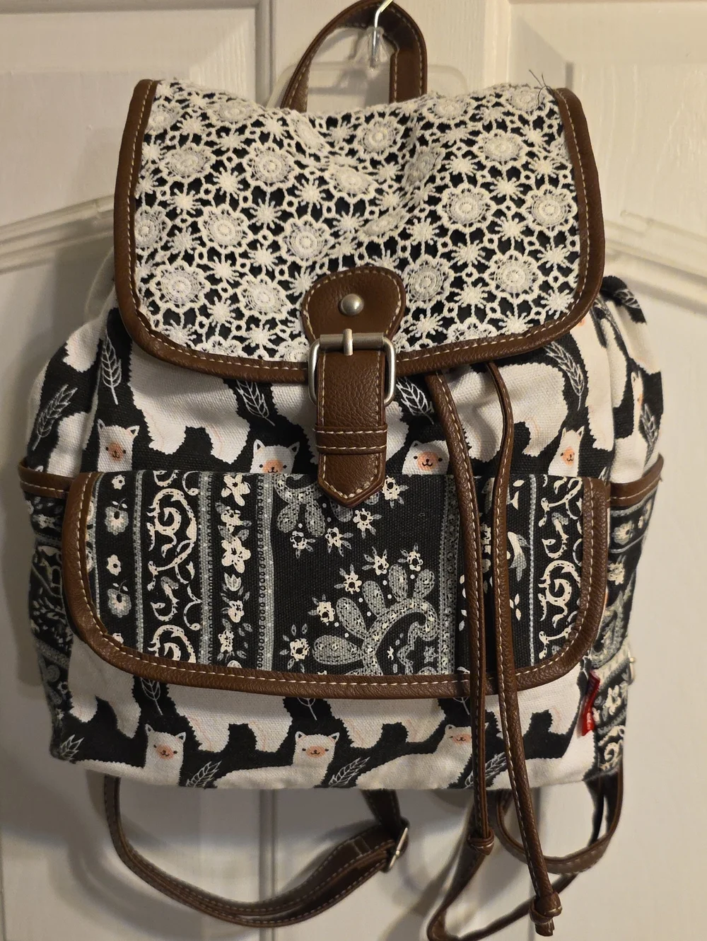 UNIONBAY Black & White Llama Pattern Backpack